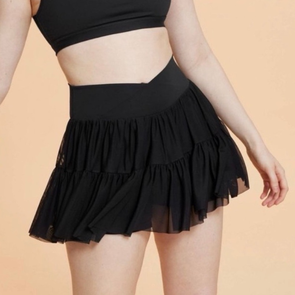 Blogilates Women's Ballerina Skort - Black Tiered Skirt - Size XS